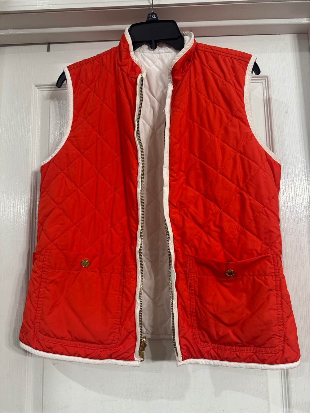Lauren Ralph Lauren Red Quilted Vest with White Trim